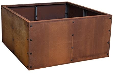 ESTEXO Hochbeet Pflanzkasten Edelrost Blumenkasten Pflanzbeet Blumenbeet Beet Stahl Pflanzkübel Blumenkübel Gartenbeet 80x80x40 cm
