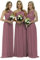 KURFACE Damen Einschulter Brautjungfernkleid Ärmellos Lang Chiffon Formal Abend Party Kleid, Desert Rose, 32
