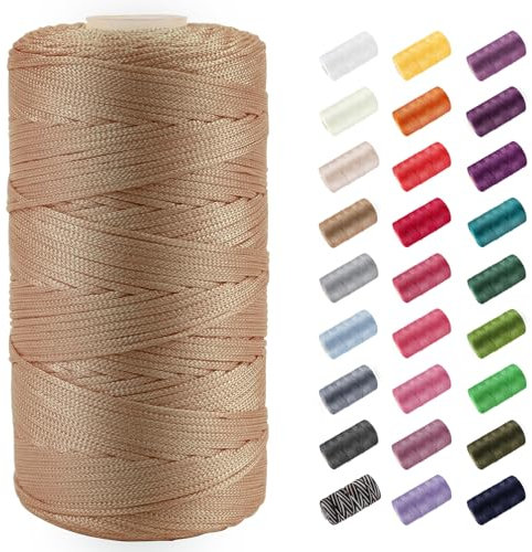 CAMAL Polypropylene Garn 1,5mm x 200m Häkelgarn für Taschen Makramee Garn für Handtasche Häkeln Polypropylene Yarn für Handwerk Wohndekorationen, Platzteller, Umhängetasche (Helles Kaffee)