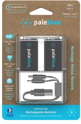 paleblue Piles Rechargeables USB-C 9V 6LR61 6HR61