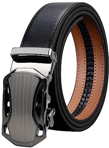AivaToba Gürtel Herren, Ledergürtel Herren Schwarz mit Automatik Gürtel-Schließe für Business-Anzüge, Ratschengürtel Leder (Breit 35mm), Ratsche Ledergürtel Automatikschließe