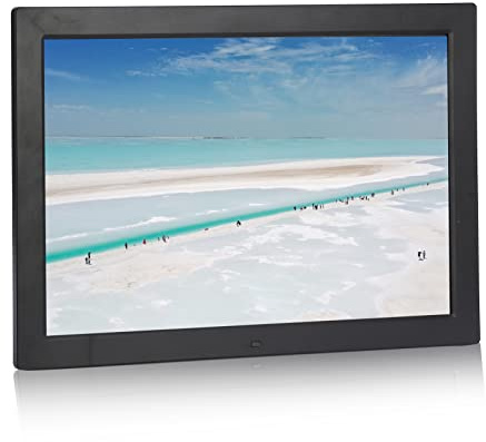 Digitaler Bilderrahmen, 17 Zoll HD 1440 X 900 Digitaler Bilderrahmen, mit HD, AV, USB-Schnittstelle, Unterstützung von MP3/MP4/Uhr/Kalender, Dual-Mode-Steuerung, Wandmontage/Desktop (EU-Stecker)