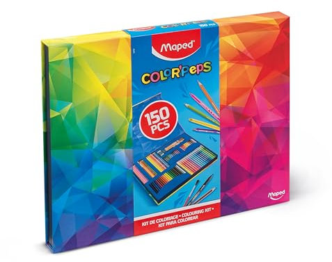 Maped - großes 150-teiliges Mal-Set - enthält Buntstifte INFINITY, STRONG, PASTELL, Aquarell-Buntstifte, Filzstifte, Wachsmalstifte - Große Auswahl an Farben
