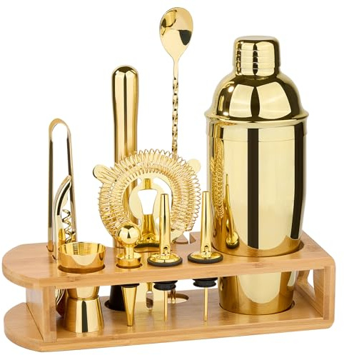 Wukuna Cocktail Shaker Set Bartender Kit, 12-Pcs Bar Tool with Bamboo Stand