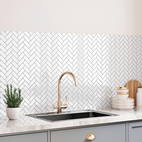 Yullpaper 3d Fliesenaufkleber Bad Küche 10 Stück Vinyl Fliesen Selbstklebend Küchenfliesen überkleben Weiße Klebefliesen Bad Selbstklebende Fliesen für Bad Küche Flexible Fliesenaufkleber Mosaik 30x30