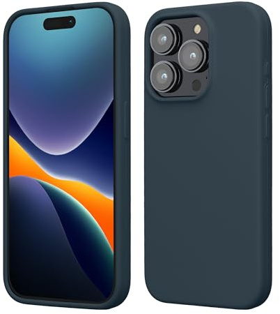 kwmobile Handyhülle für iPhone 15 Pro Hülle, für iPhone 15 Pro Case - Hülle Silikon - kabelloses Laden - Dunkler Schiefer