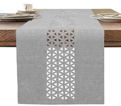 BAZIOE Leinengewebe Tischläufer Grau Moderner Exquisites Tischläufer Leinenoptik 183 x 35 cm Waschbar und Hochwertiger Tischläufer für Esstischdekoration, das Restaurant, Die Weihnachtsfeier.