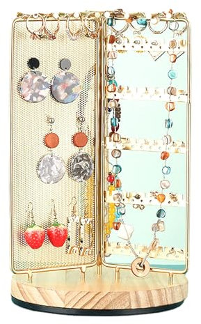 KIYIYDMM Schmuckkästchen um 360° drehbar, Schmuckaufbewahrungskoffer mit 5 Schubladen, Schmuck-Organizer, vertikale Schmuckaufbewahrung, offenes Design, tolles Geschenk für Frauen