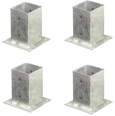 Onlywood Staffe a bicchiere per fissaggio pali legno con sezione quadrata 7 x 7 cm in Metallo Zincato – Supporto Pali Quadrati in Confezioni Risparmio da 4 pezzi
