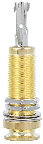 End Pin Jack, Brass Mono Guitar Bass Barrel Jack End Pin Jack with Strap Lock Function for Electric Guitar Musical Instrument Accessories(Gold)