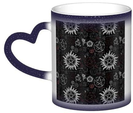 VAGILO Supernatural Symbols Tasse mit Farbwechsel, wärmeempfindlich, thermisch reaktiv, aus Keramik und Porzellan, langlebige Qualität, stimmungsreflektierende magische Tasse
