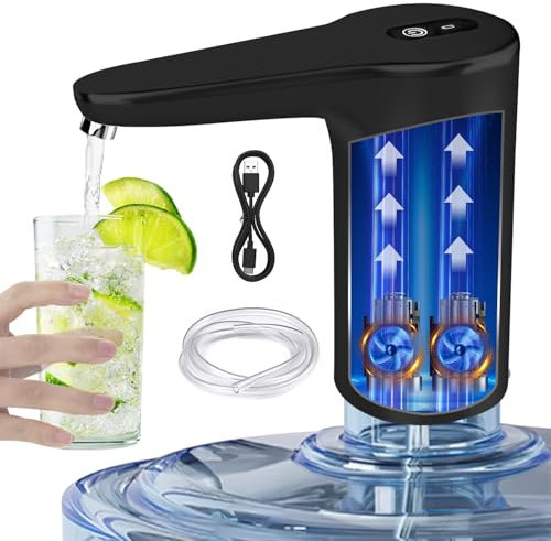VINMEN 5 Gallon Water Bottle Pump Dispenser, USB Charging Automatic Drinking Water Pump, Black Digital