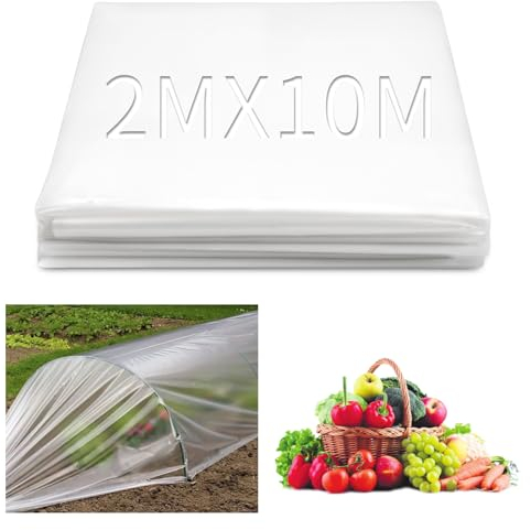 SWTYExt Lámina transparente para invernadero, 2 x 10 m, lámina de polietileno, extra gruesa, para invernadero, resistente a desgarros, para túnel, para tomates, verduras, plantas