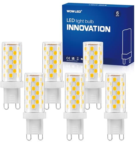 WOWLED G9 Dimmable LED Bulbs, 5W Warm White 3000K,Equivalent to 40W G9 Halogen Bulbs, Ideal Use for Ceiling Light Dining Room Living Room Bedroom Lights Table Lamp Home Kitchen Lighting