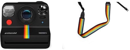Polaroid Now+ Gen 2 Instant Camera - Black & Camera Strap Flat – Rainbow black