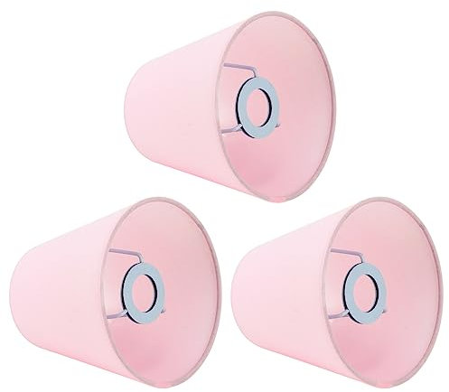 Juego de 3 pantallas de lámpara, pantalla pequeña de tela de barril E14, pantalla de tambor para lámparas de mesa, lámpara de pie, pantalla de tela moderna para dormitorio (Rosa claro)