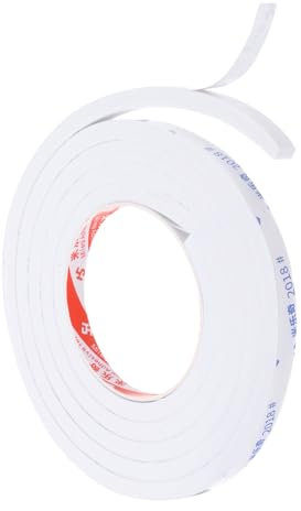 PATIKIL 2m/6.6ft Ruban en mousse d'étanchéité, 1cm de large 10mm d'épaisseur Bande d'étanchéité simple face pour l'isolation des fenêtres et des portes, blanc
