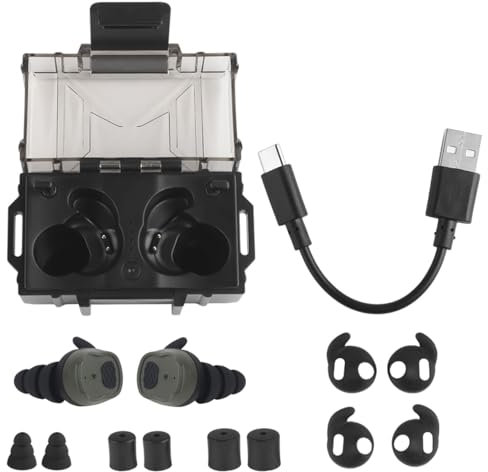 WQZXM 2024 Nuovi Auricolari Bluetooth per La Caccia All'aperto E Il Tiro A Segno Auricolare Tattico Protezione Elettronica dell'Udito NRR26db(Green)