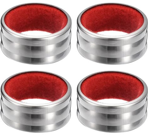 Wine Bottle Collars, 4 Pcs Stainless Steel Wine Drip Ring, 40mmx19mm Leakproof Ring Drip Stoppers for Wine Bottles, Wine Stop Accessories for Bar and Home (Red Silver)