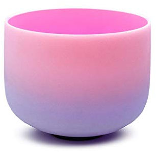 Bol chantant en cristal de quartz givré de couleur arc-en-ciel 20,3 cm pour la guérison par le son, la méditation