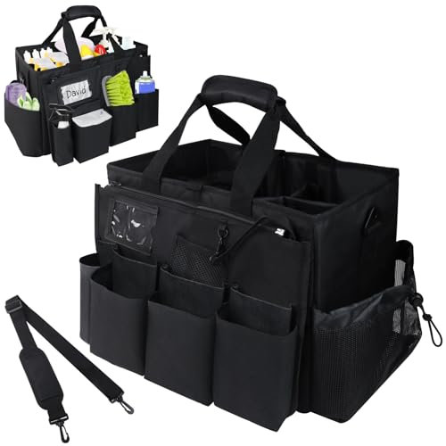ZKOO Cleaning Bag Cleaning Caddy Organizer, Wearable Cleaning Caddy with Waist & Handles for Cleaning Tool Organizers, Extra-Large Cleaning Caddy Bag Adjustable Compartments for Housekeeping,Gardening