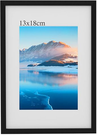 DTXDTech 13x18 cm Rahmen Schwarz Holz, 5x7 Zoll Bilderrahmen-Fotorahmen, Wandmontierter 13x18 cm Posterrahmen, Für 9x14 Ausdrucke (mit gestautem Papier), Schlafzimmer und Wohnzimmer Dekoration
