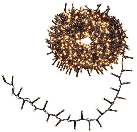 hellum Lichterkette außen 800 LED warmweiß, LED Lichterkette snake, innen, für Weihnachtsbaum, 15,98m lang beleuchtet < 59 Lumen, Kabelfarbe schwarz 151893