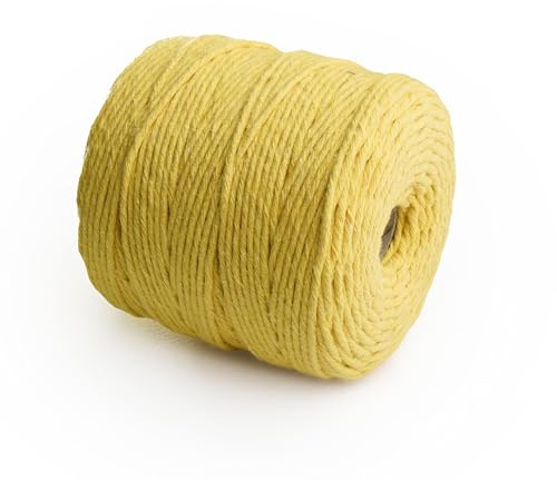 29 Colors 3mm Braided Macrame 100% Cotton Cord Crafting, Jewelry Making & Rustic Home Décor String Rope Craft Project DIY Supply Soft Nartural Knotting Boho Decor Knitting (Yellow, 200m)