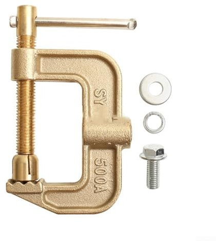 Zilimontt Ground Clamp, Heavy Duty Welding Ground Clamp 500A Copper G-Shaped Earth Clamp Welding Earth Clamp Brass Fixture Tool for Manual Welder