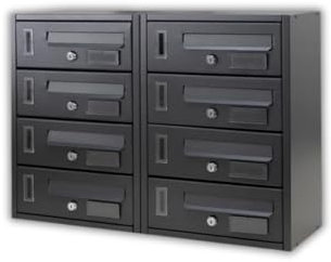 MOHOME Cassetta Postale Esterno Condominiale Antracite Componibile Modulare Orizzontale Ferro Pesante 8 Scompartimenti Dimensioni 60 x 17 x 42 cm Apertura Frontale Interno Doppia Chiave Sicurezza