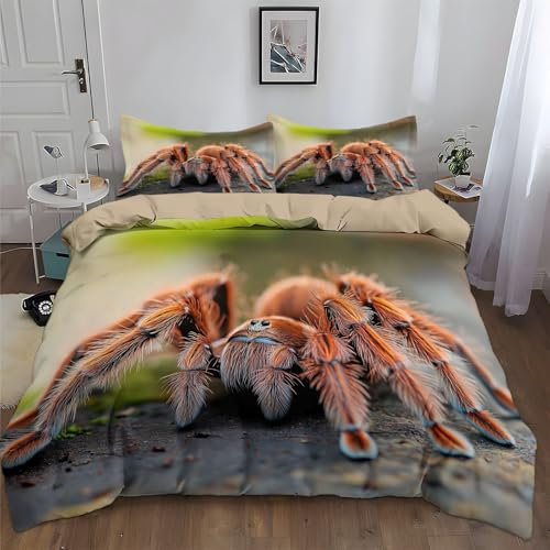 Generisch Tierfotografie Bettwäsche Set 135x200cm, Tier Vogelspinne Wendebettwäsche Microfaser Weiche Bettwaren-Sets Bettbezug mit Reißverschluss und Kissenbezug