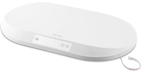 Nukido Babywaage Wiegeschale Baby Waage 40 kg Tragkraft 5 Gramm Genauigkeit Tara Holdfunktion Integrierte Messskala Weiß