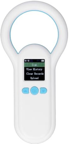 PET Microchip Scanner, Tier -Ohr -Tag -Leser mit 1,44 Zoll TFT -LCD -Bildschirm, Summer, 500 Aufzeichnungenspeicher, Zur Tieridentifikation, Eisenbahnprüfung