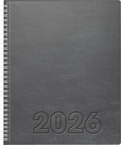 BRUNNEN Buchkalender Mod. Manager Wt 7 weektimer 2026 | 210×260 mm, Kunstleder, grau