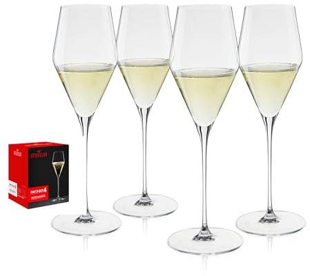 Spiegelau Definition Champagne Flutes, Elegant Crystal Champagne Glasses Gift Set, Perfect for Prosecco, Sparkling Rose, Mocktails, Home Bar Accessories, Housewarming, Wedding Gifts, 9 oz, Set of 4