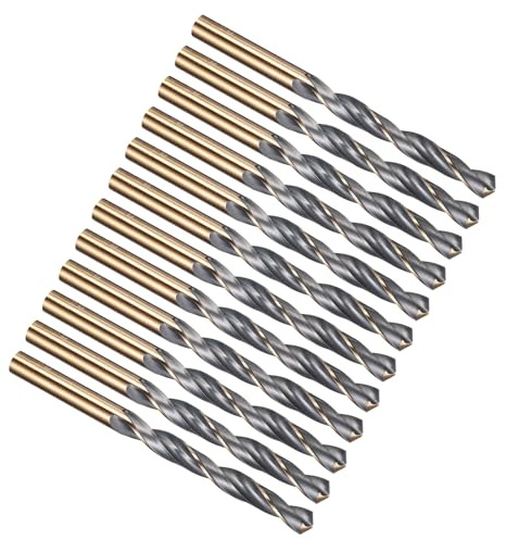 PATIKIL 8mm Drill Bit 4341 High-Speed Steel 118° for Thin Metal 12 Pack | Jobber Straight Shank 118° Black and Gold Finish for Medium-hard Metal Steel Acrylic