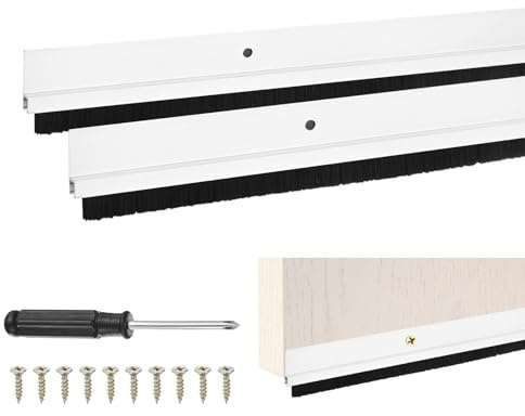 M METERXITY 2-Pack Balai De Porte, 39 L x 1.4 W Base En Alliage D'Aluminium En Forme De H Avec Brosse En Nylon De 0.4 Pour Joint De Porte Industriel/Domicile/Garage [Silver]