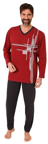 Normann Herren Langarm Schlafanzug Pyjama mit eleganten Frontprint im zeitlosen Design