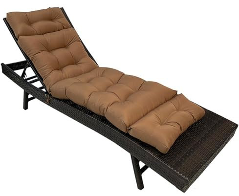 AZDEWE Outdoor-Chaiselongue-Kissen, wasserabweisendes Terrassen-Lounge-Stuhlkissen, Dicke Liegenauflage mit Riemen, türkisfarbenes, gefüttertes Chaiselongue-Sitzkissen