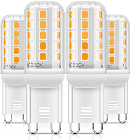 MUSUNIA G9 LED Lampe Warmweiß 2700K, 3W Entspricht 30W Halogenlampe, 560 Lumen, Kein Flackern, Nicht Dimmbar, Energiesparende Kleine Birne, 4er Set
