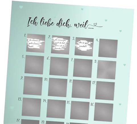 Adventskalender zum Rubbeln ICH LIEBE DICH A4 Weihnachtskalender,DIY Adventskalender zum Rubbeln,A4 Rubbel Weihnachtskalender für Paare, Mama & Papa, Lieblingsmensch Geschenk für Sie und Ihn