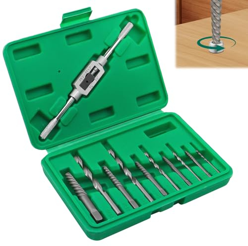 BEASAFY 11 Tlg Linksausdreher Set, Schraubenausdreher mit Windeisen, Gewindeschneider, Schrauben Ausdreher Set, Schraubenlöser für Entfernen Gebrochene Schrauben