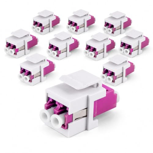 1aTTack.de 10x LWL Keystone Verbinder OM4 (UPC oder PC) LC-Duplex Buchse auf LC-Duplex Buchse Multimode violett
