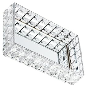Guangcailun Stilvolles, dekoratives Tablett aus Metallkristall. Elegante Parfüm und Schmuckaufbewahrung mit Spiegelboden. Silberner Metallkristall.