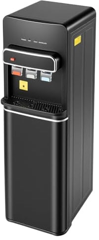soudesileim Elektrischer Wasserspender mit Heiz und Kühlfunktion 550W, Bodenstehend mit Thermostatschutz, für Büro, Zuhause, Heiß und Kaltwasser Sofortbereitstellung (Schwarz)