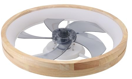 Asixxsix Ventilateur de Plafond de 50 Pouces avec Lumière, Ventilateur encastré en Bois Massif, Télécommande à intensité Variable, Moteur CC Réversible Silencieux, 6 Vitesses avec