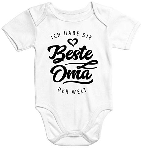 MoonWorks® Kurzarm Baby Body Ich Habe die Beste Oma der Welt Spruch Geschenk Bio-Baumwolle weiß 0-3 Monate
