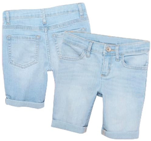 Off The High Street Girls Denim Shorts Kids Casual Summer Holiday Light Blue Roll-Cuff Skimmer Short (4 Years, Regular)
