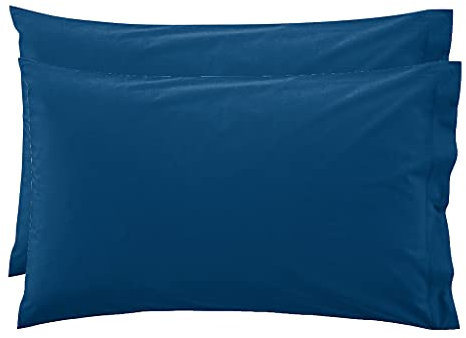 LARA MORADA - Coppia Federe Cuscino Letto, con GUANCIALE, Tinta Unita, 100% Cotone, Made in Italy, 52X82cm + Pattina Blu Royal