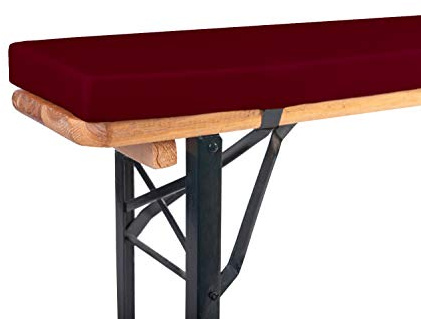 TexDeko® Bierbankauflage gepolstert 220x25x4cm XL für Bierzeltgarnitur Bankauflage waschbar mit Reißverschluss zum selber aufziehen (Bordeaux)